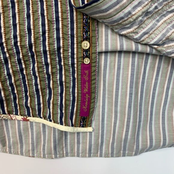 Robert Graham Crinkled Front Shirt Mens L Large Ivy Multicolor Stripe Button Up - Picture 8 of 12